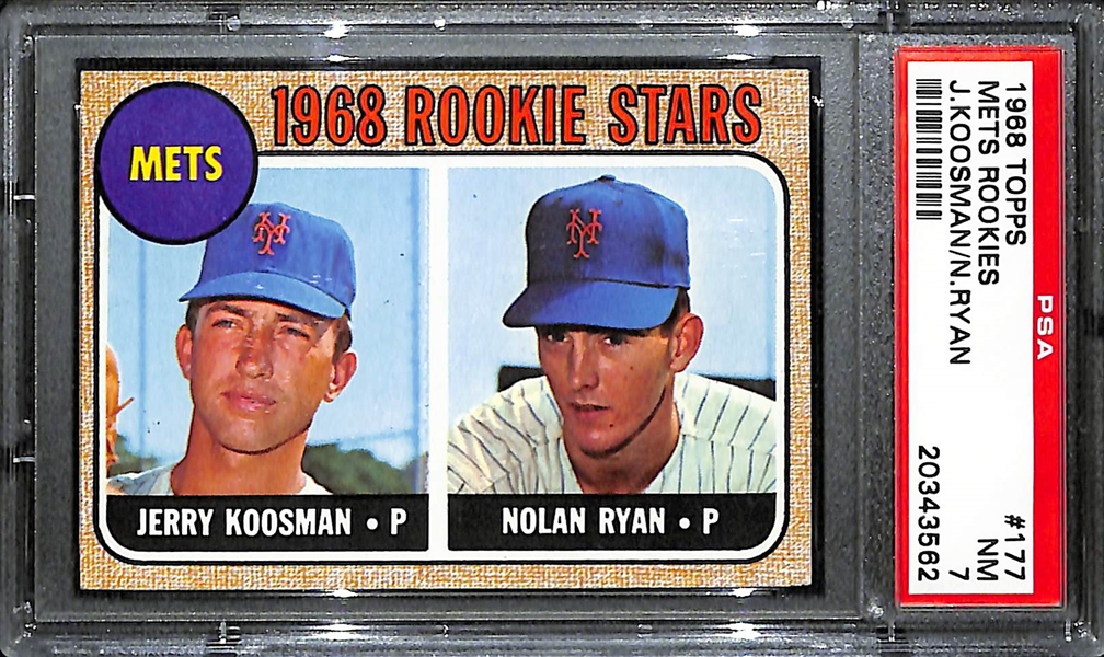 1968 Topps Nolan Ryan & Jerry Koosman #177 Rookie Card Graded PSA 7 NM
